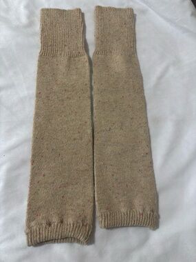Beige Speckled Knit Arm Socks Warmers